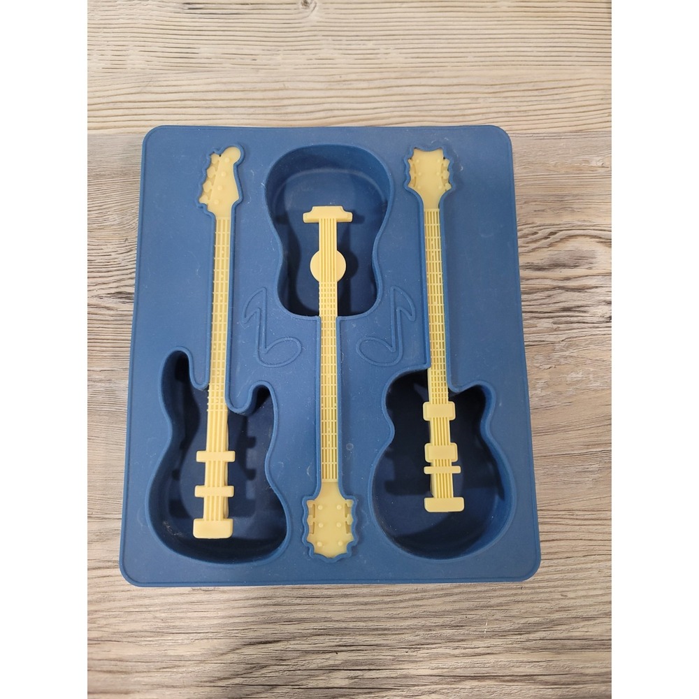 Guitar Ice Mold holds 3 guitars and mixing handles flexable mold